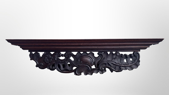 Image 1 of Estantería de pared de madera grande unidad de pared de madera tallada