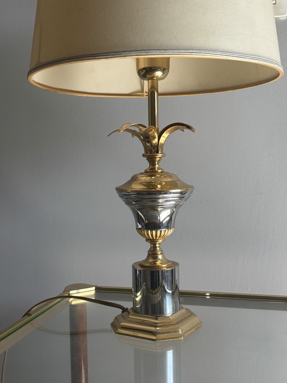 Image 1 of Vintage Massive Hollywood Regency Palm Tree Table Lamp – 1970s Brass