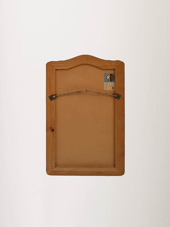 Image 1 of Scandinavische vintage drievoudige eikenhouten spiegel met inklapbare zijpanelen