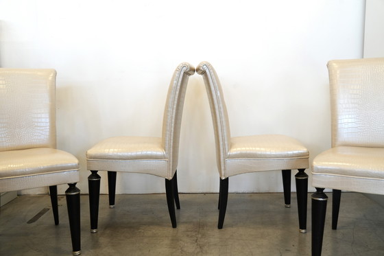 Image 1 of 4er-Set Transoceanic Kunstleder-Esszimmerstühle - Moderne Eleganz trifft auf dauerhaften Komfort