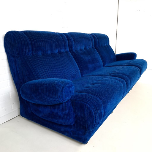 Vintage-Modulsofa, 3-teilig, königsblauer Cordstoff