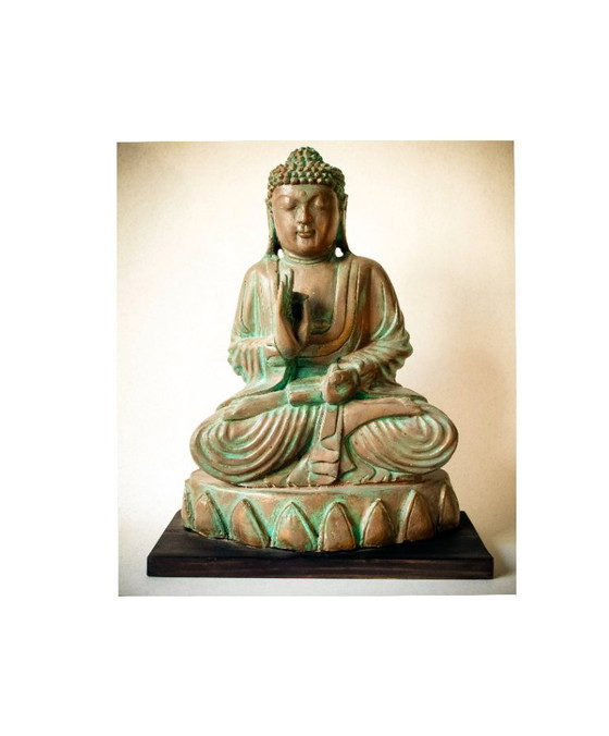 Image 1 of Praying Buddha sculpture. Buddha figure praying. Buddha praying. Siddhartha gautama.
