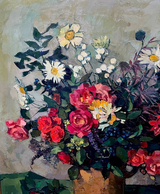 Leo Pringels ( ) "Stilleven met bloemen". – Schilderijen & Tekeningen, Canvas (photo 4 of 8)