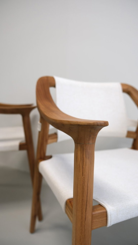 Image 1 of Set of 6 - Solid teak dining chairs - handmade design