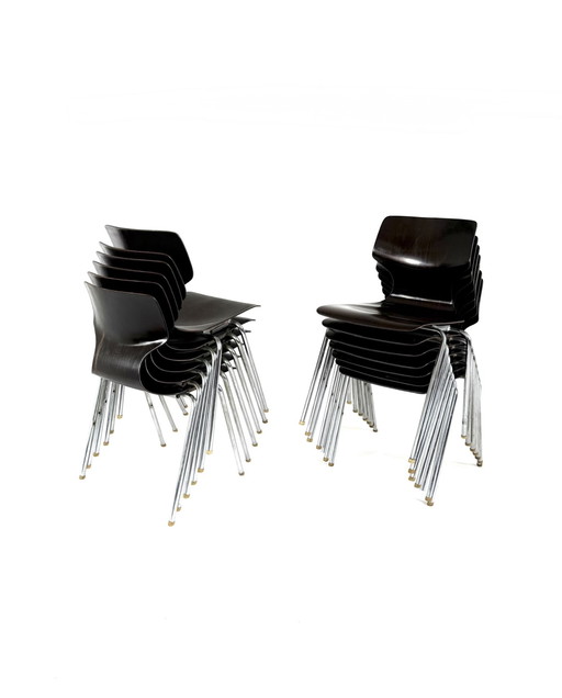 Set di 13 sedie impilabili Pagwood, modello Flötotto ‘70