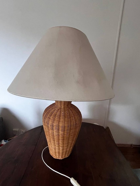 Image 1 of Lampe Vintage En Osier Tressé