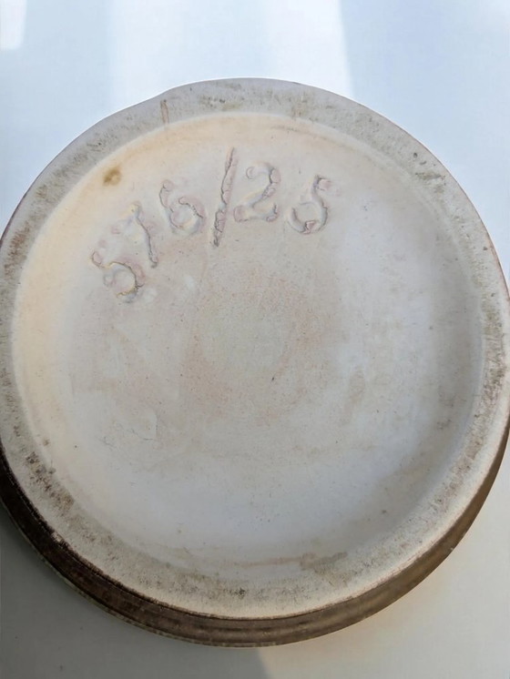 Image 1 of Vaso vintage Wekara, ceramica della Germania occidentale degli anni '60, marrone con smalto rosso e motivo floreale