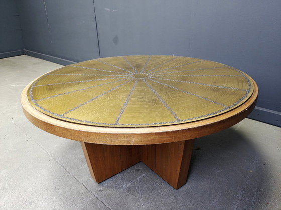 Image 1 of Scandinavian etched brass coffee table, 1960s 
