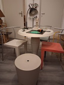 Philippe Starck design set: table, stool, and 3 chairs