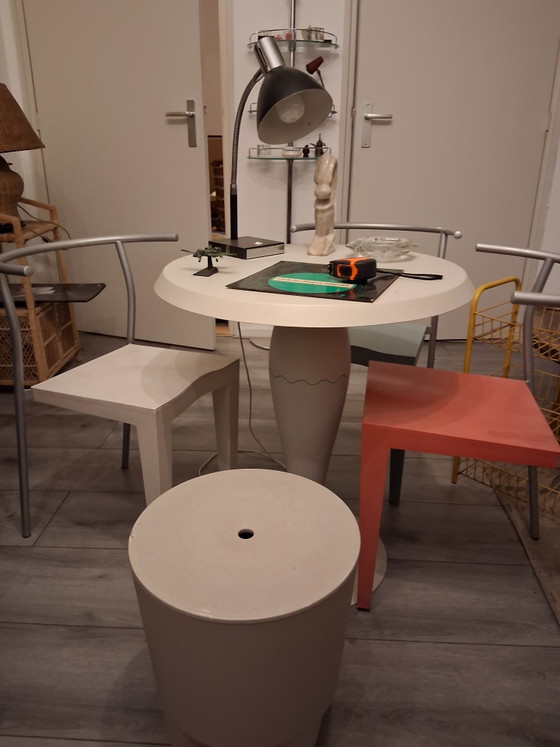 Image 1 of Design set Philippe Starck tafel,krukje en 3 stoelen