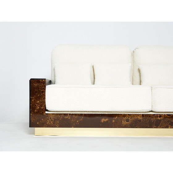 Image 1 of Vintage brass and woolen curly sofa by Jansen, 1970