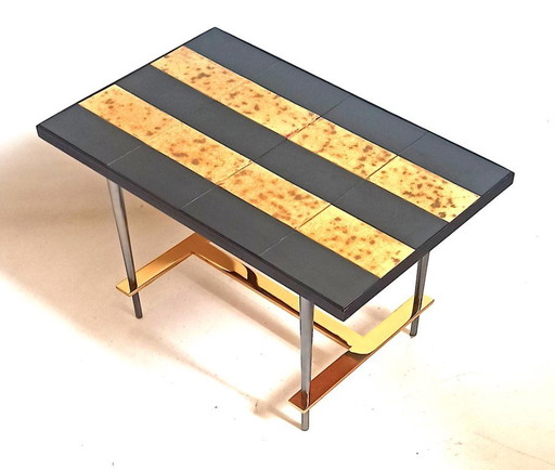 1950s coffee table, ceramic and gold leaf, height 36 cm