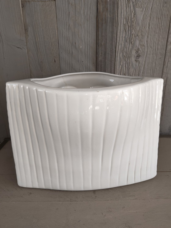 Image 1 of Antica Athena Pharaoh Keramik-Blumentopf aus den 80er Jahren, weiß, mit 24-karätigem Gold, italienischer Blumentopf