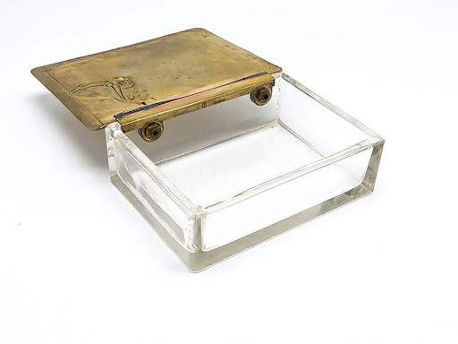Art Nouveau Humidor from WMF, Germany, Early 20th Century – decoratieve objecten, Glass, Brass (photo 2 of 13)