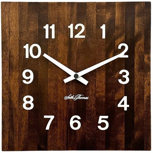 Vintage Brown Wooden Wall Clock from Seth Thomas, 1980s