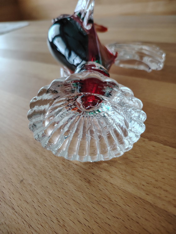 Image 1 of Vintage Murano glazen beeldje van een haan, handgemaakt