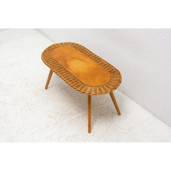 Image 1 of Mid century rattan stool by Jan Kalous for Úluv, Czechoslovakia 1960s