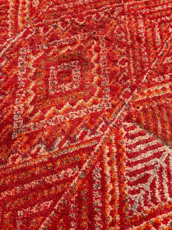 Image 1 of Vintage Red Moroccan Berber Rug 210x370 cm – Handwoven Boujad Carpet | Bohemian Tribal Area Rug | Moroccan Boujad Wool Rug