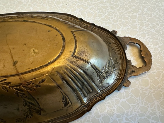 Coupe de centre de table ancienne en laiton, Vers 1900, Accessoires de table, Métal, Doré (photo 12 sur 15)