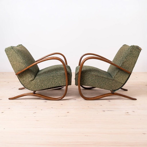 Zeldzame art-deco fauteuils van J. Halabala, model H269, jaren 1930, set van 2