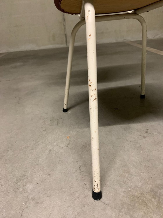 Vintage Dining chair red/white with tubular frame – Skai, Metal (photo 9 of 9)
