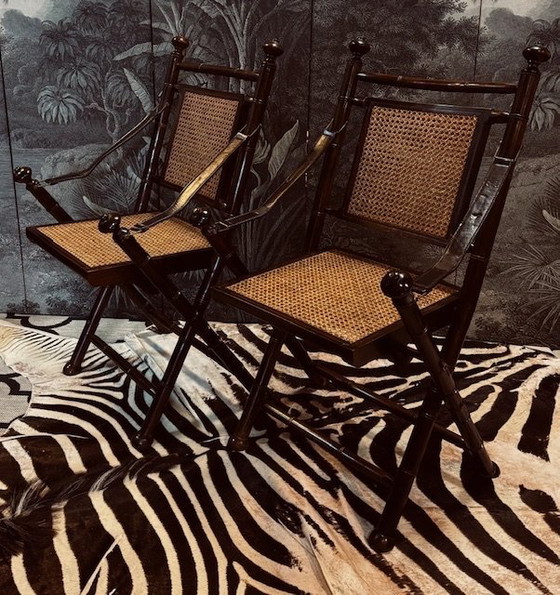 Image 1 of Set di 2 sedie pieghevoli da ufficiale militare da campagna