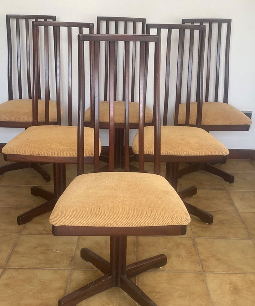 6 beautiful A.H. Macintosh swivel chairs in teak