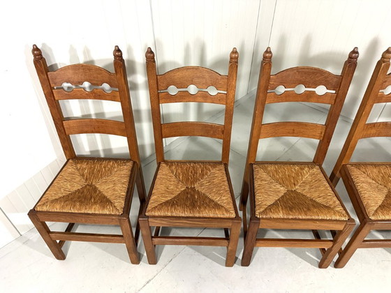 Rustieke Eiken Razor Back Eetkamerstoelen 1960’s – Wicker (photo 7 of 18)