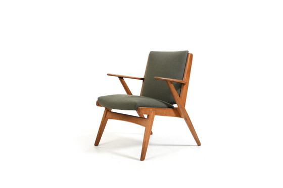 Rara poltrona Arne Wahl Iversen, Modello 14 – Hans Hansen Son Odense, Poltrone, Legno, Tessile, Vintage (photo 4 of 13)