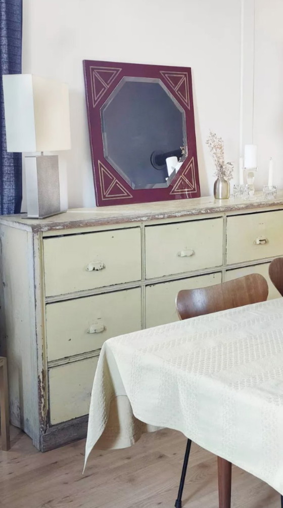 Image 1 of Miroir couleur lie de vin, années 80, attribué à Lancel