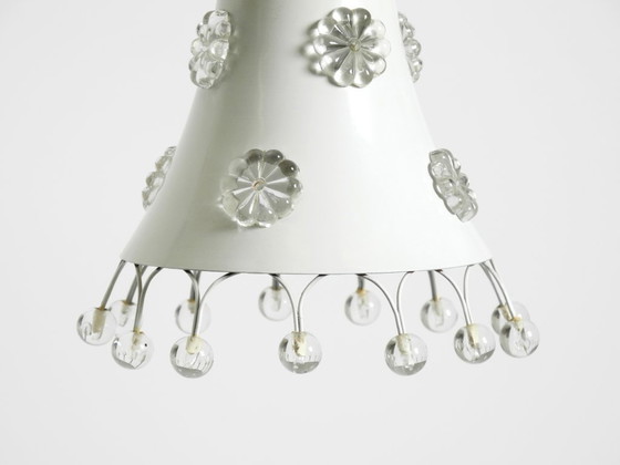 Image 1 of Wunderschöne kleine Pendelleuchte aus Metall im Stil der 50er-Jahre von Emil Stejnar in Trompetenform