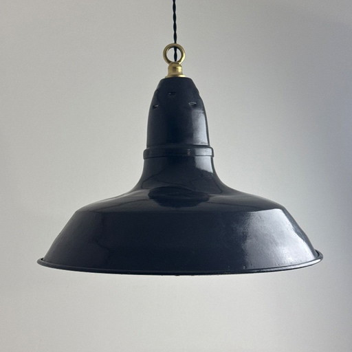 Lámpara colgante industrial vintage esmaltada para taller, 40 cm