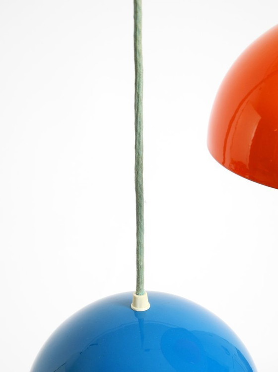Image 1 of Original enamelled double shade Flower Pot pendant lamp by Verner Panton for Louis Poulsen Denmark