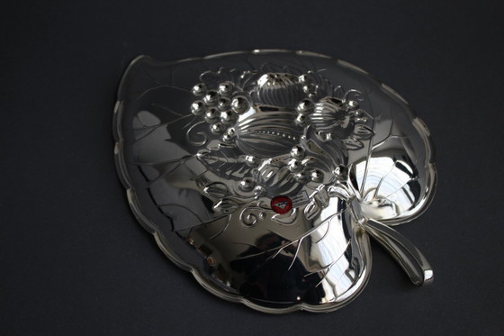 Image 1 of Ciotola BMF, porta caramelle, ciotola a forma di foglia con motivo a rilievo, placcata in argento, vintage