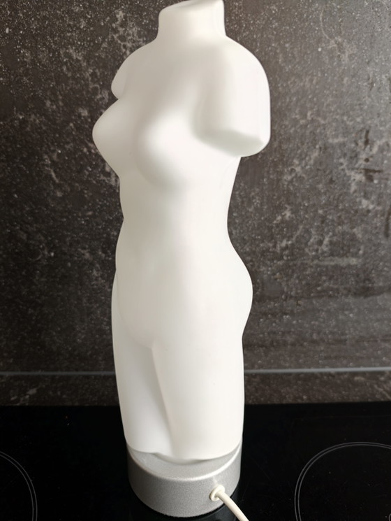 James & Poki Co Frosted Glass Torso Table Lamp, 1990 (photo 3 of 5)