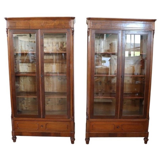 Image 1 of Set of 2 Bookcases in walnut, Italy late 19th century