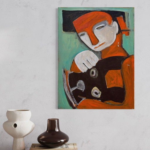 Patricia Pelsener (1956) - a figure with a dog, 1980s