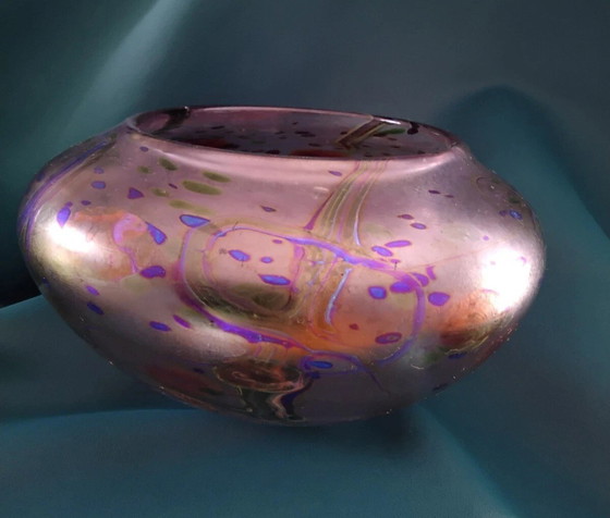 Image 1 of Peter Layton Britse Studio Art Glass Vaas Uniek (1984), Signatuur