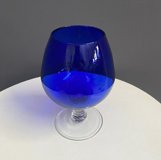 Image 1 of Empoli dark blue large glass shape vase 1960s