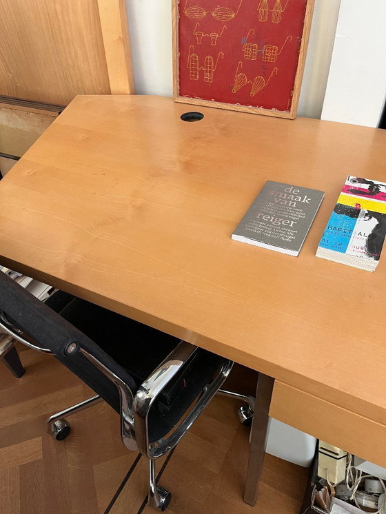 Image 1 of Light wood desk or side table with one drawer