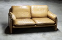 Ensemble canapé en cuir vintage De Sede – icône du design suisse – cognac