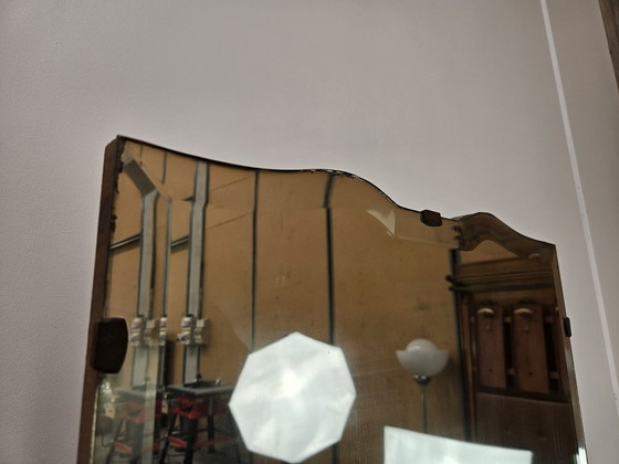 Image 1 of Art Deco kaptafel van wortelnotenhout met spiegel