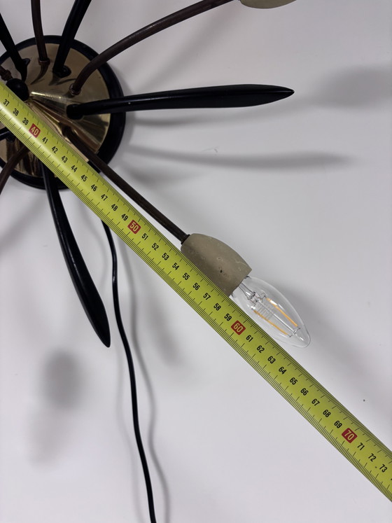Lampada Sputnik tedesca a sei bracci, metà del XX secolo, design moderno, 1960 – Applique, Metal, Brass (photo 9 of 13)