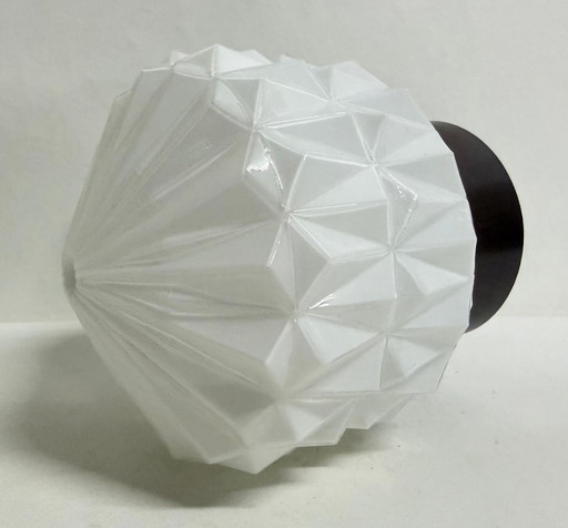 Vintage witte plafondlamp snijlijnen strak lamp midden eeuw