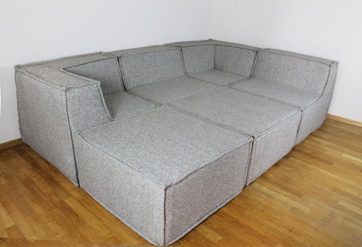 XXL modulaire bank NIEUW Vintage mid-century Bouclé grijs