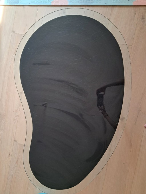 Vintage glazen niervormige salontafel