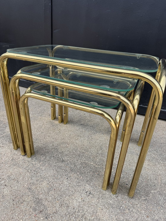 Image 1 of 1970s Gold Nesting Tables