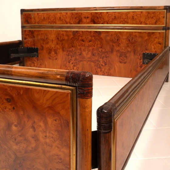 Cama King Size Alberto Smania Marango en Madera de Raíz y Latón Mid Century 1967 – Colchones y somieres (photo 13 of 20)