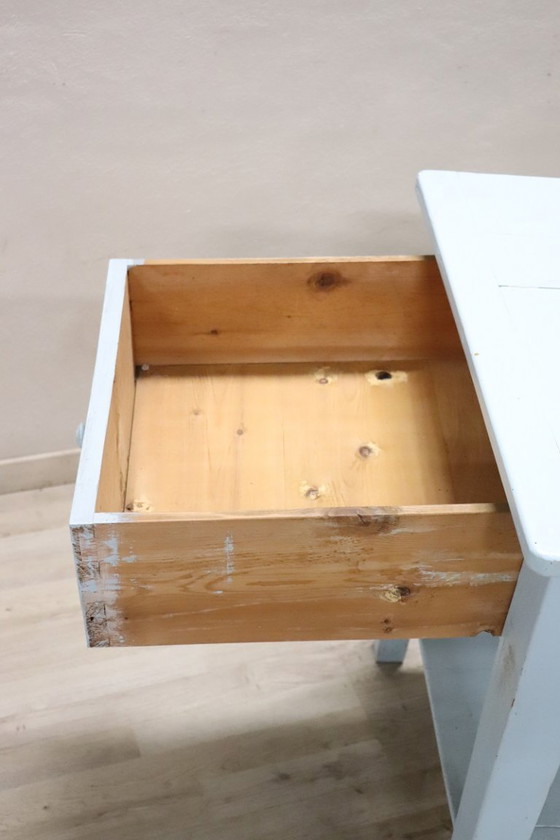 Image 1 of Table de cuisine ou de travail en sapin laqué bleu, Italie, fin du XIXe siècle