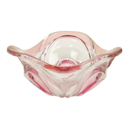 Vintage Murano Schaal Fruitschaal Roze Glas Sixties
